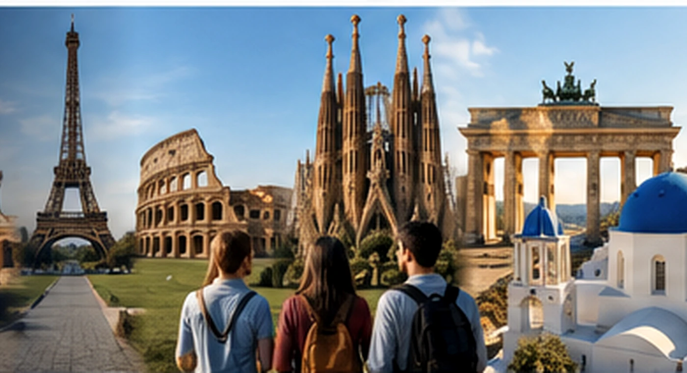 European landmarks representing study opportunities across Europe